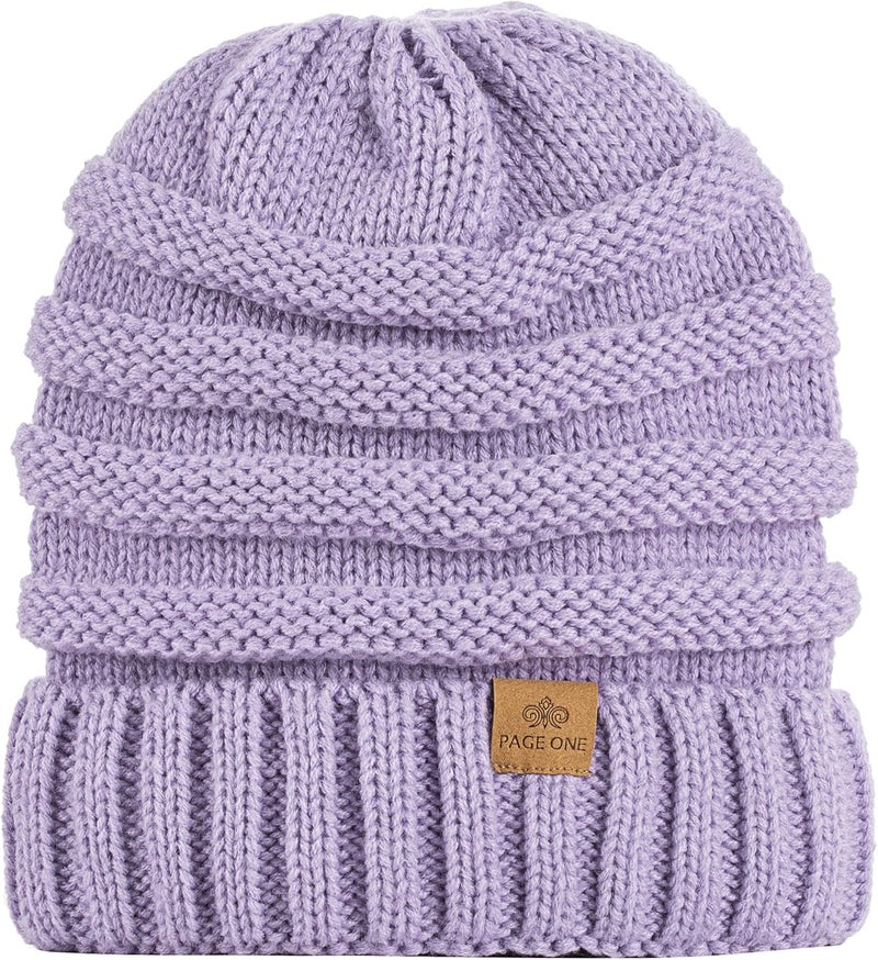 PAGE ONE Womens Winter Beanie Warm Cable Knit Hat Style Stretch Trendy Ribbed Chunky Cap - Image 4